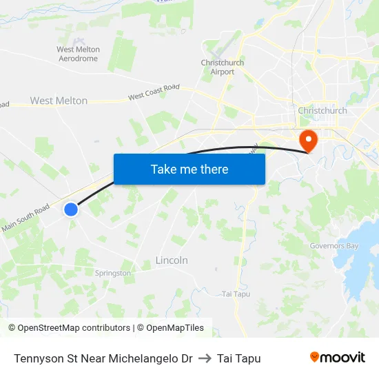 Tennyson St Near Michelangelo Dr to Tai Tapu map