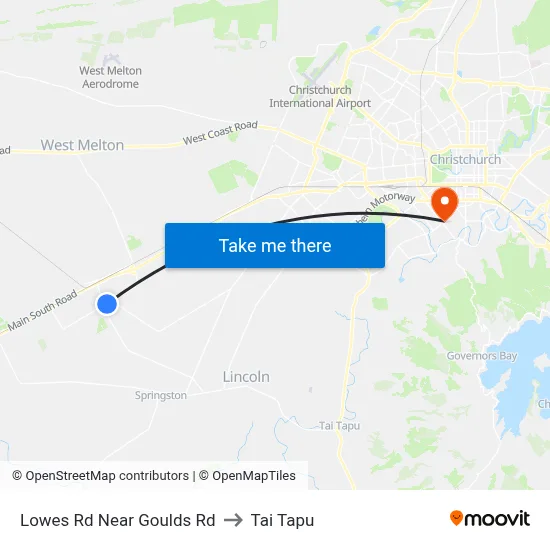 Lowes Rd Near Goulds Rd to Tai Tapu map