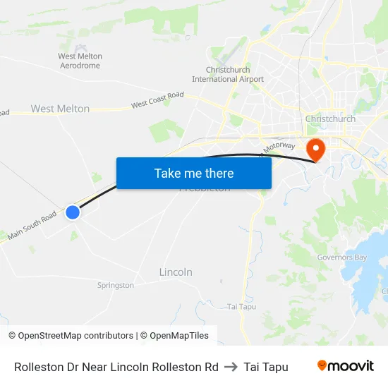 Rolleston Dr Near Lincoln Rolleston Rd to Tai Tapu map