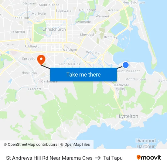 St Andrews Hill Rd Near Marama Cres to Tai Tapu map
