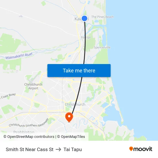 Smith St Near Cass St to Tai Tapu map