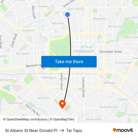 St Albans St Near Donald Pl to Tai Tapu map