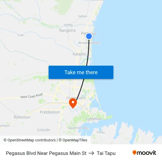 Pegasus Blvd Near Pegasus Main St to Tai Tapu map