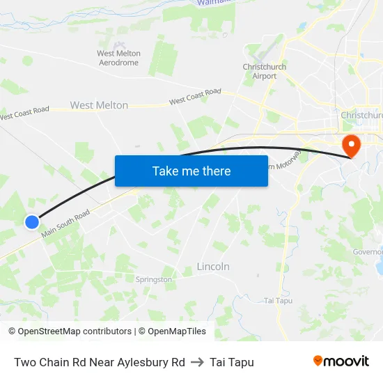 Two Chain Rd Near Aylesbury Rd to Tai Tapu map