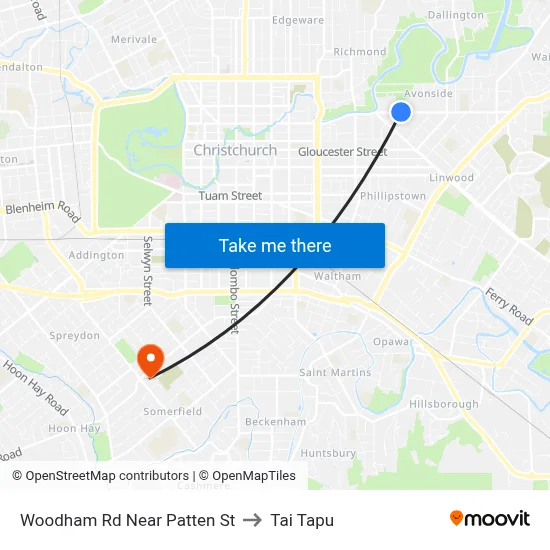 Woodham Rd Near Patten St to Tai Tapu map