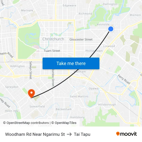 Woodham Rd Near Ngarimu St to Tai Tapu map