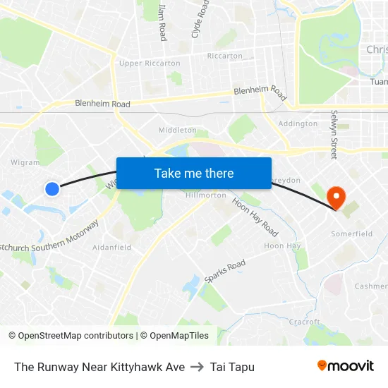 The Runway Near Kittyhawk Ave to Tai Tapu map