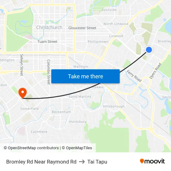 Bromley Rd Near Raymond Rd to Tai Tapu map