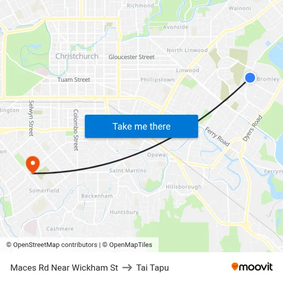 Maces Rd Near Wickham St to Tai Tapu map