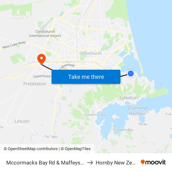 Mccormacks Bay Rd & Maffeys Rd Wb to Hornby New Zealand map