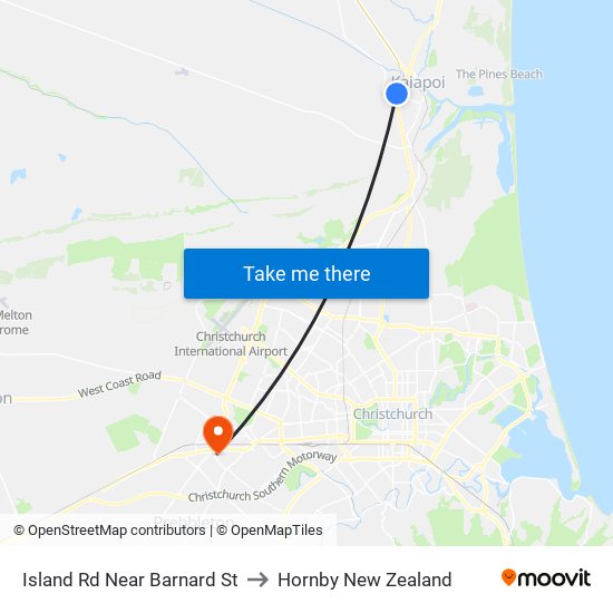 Island Rd Near Barnard St to Hornby New Zealand map