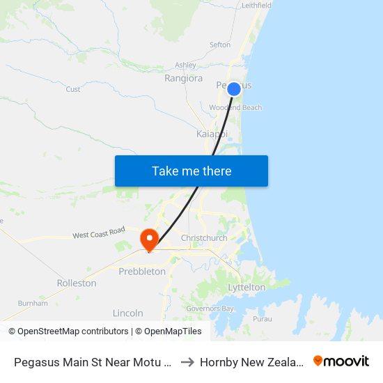 Pegasus Main St Near Motu Qy to Hornby New Zealand map