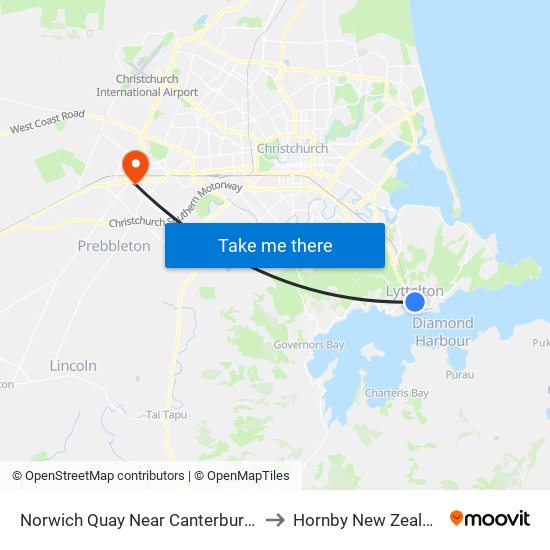 Norwich Quay Near Canterbury St to Hornby New Zealand map