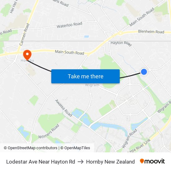 Lodestar Ave Near Hayton Rd to Hornby New Zealand map