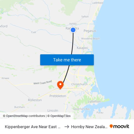 Kippenberger Ave Near East Belt to Hornby New Zealand map