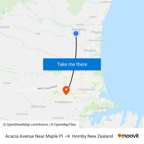 Acacia Avenue Near Maple Pl to Hornby New Zealand map