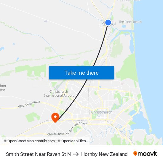 Smith Street Near Raven St N to Hornby New Zealand map