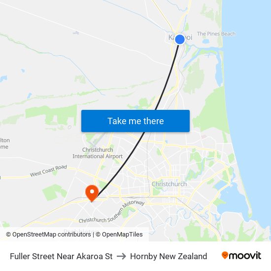 Fuller Street Near Akaroa St to Hornby New Zealand map