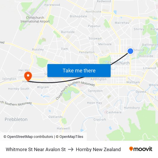 Whitmore St Near Avalon St to Hornby New Zealand map