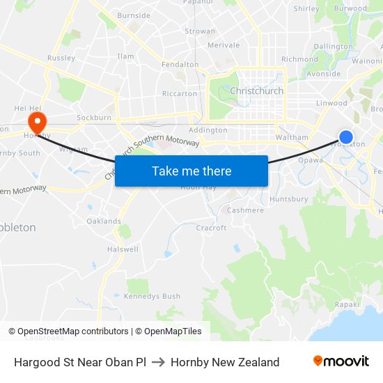 Hargood St Near Oban Pl to Hornby New Zealand map