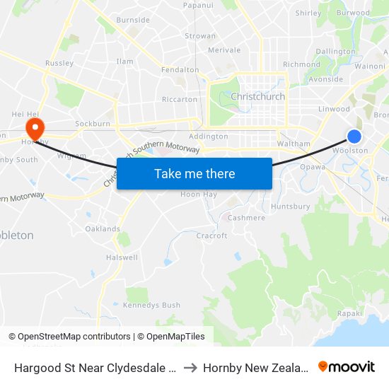 Hargood St Near Clydesdale St to Hornby New Zealand map