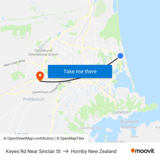 Keyes Rd Near Sinclair St to Hornby New Zealand map