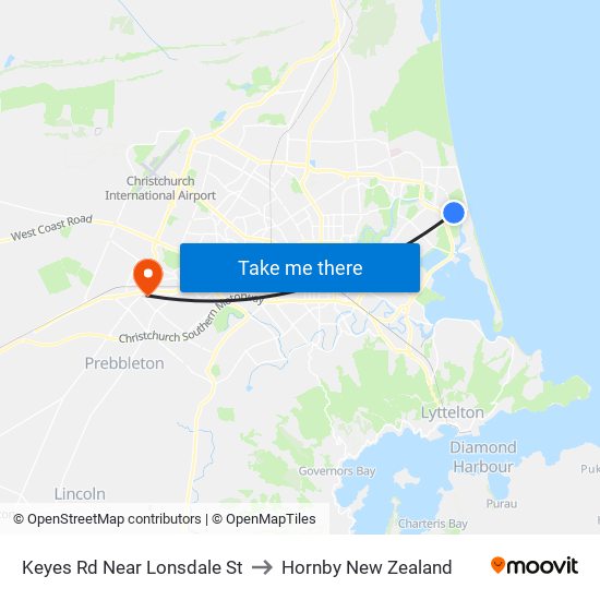 Keyes Rd Near Lonsdale St to Hornby New Zealand map