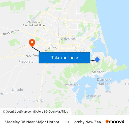 Madeley Rd Near Major Hornbrook Rd to Hornby New Zealand map