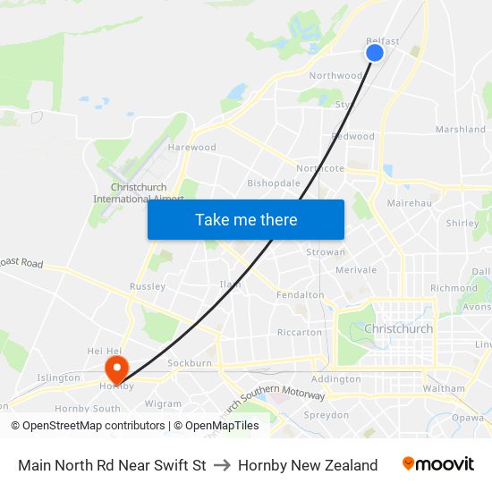 Main North Rd Near Swift St to Hornby New Zealand map