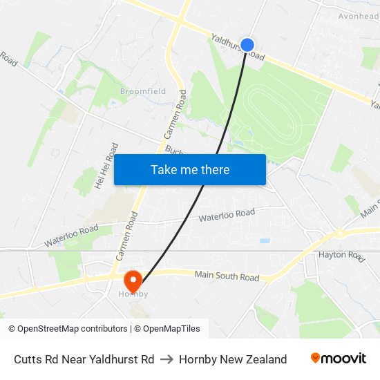 Cutts Rd Near Yaldhurst Rd to Hornby New Zealand map