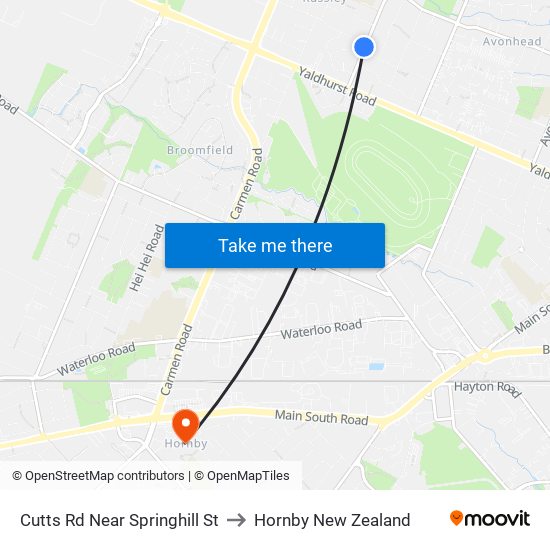 Cutts Rd Near Springhill St to Hornby New Zealand map