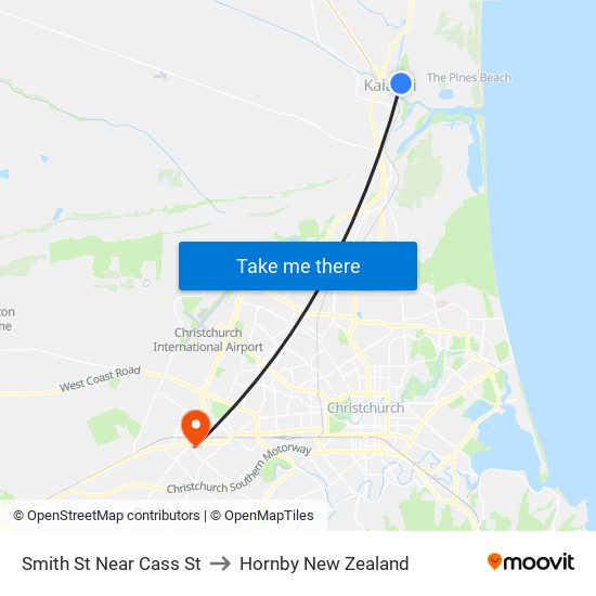 Smith St Near Cass St to Hornby New Zealand map