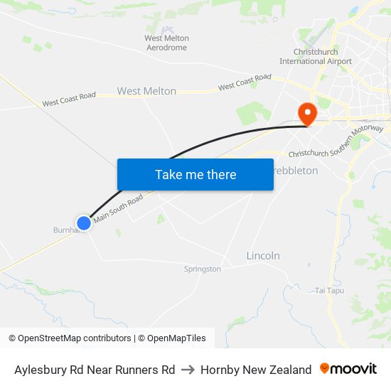 Aylesbury Rd Near Runners Rd to Hornby New Zealand map