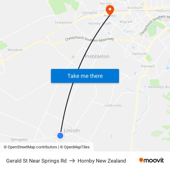 Gerald St Near Springs Rd to Hornby New Zealand map