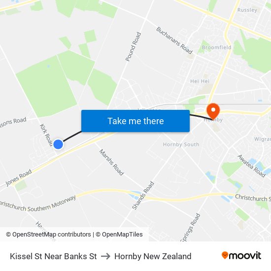 Kissel St Near Banks St to Hornby New Zealand map