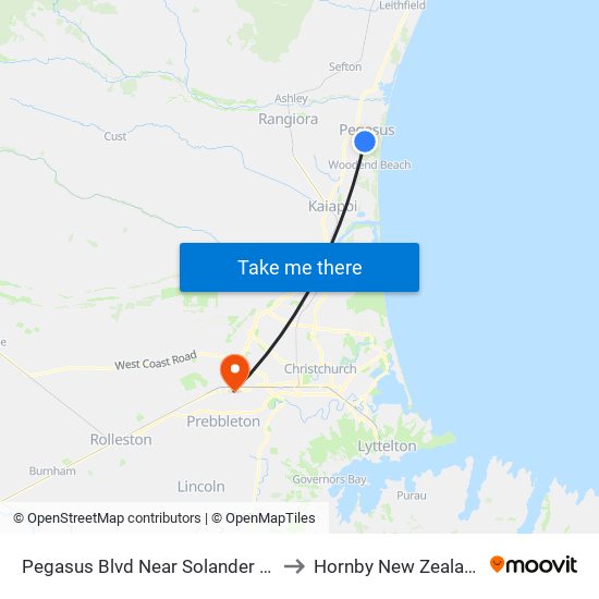Pegasus Blvd Near Solander Rd to Hornby New Zealand map