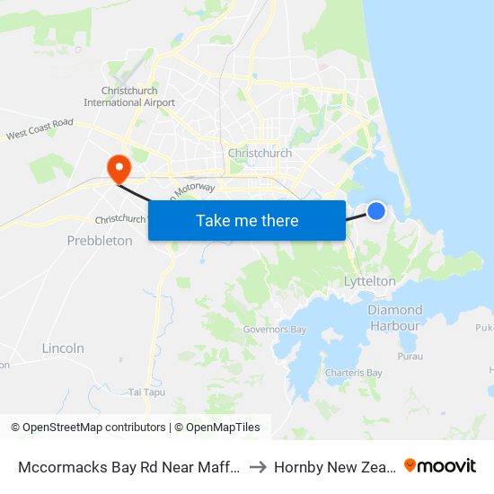 Mccormacks Bay Rd Near Maffeys Rd to Hornby New Zealand map