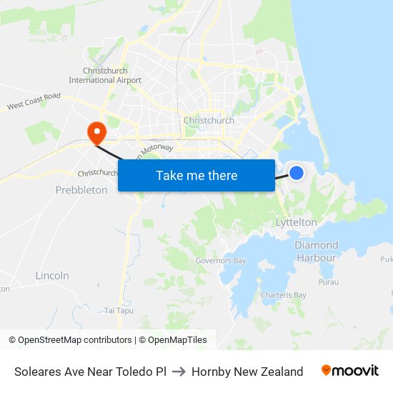 Soleares Ave Near Toledo Pl to Hornby New Zealand map