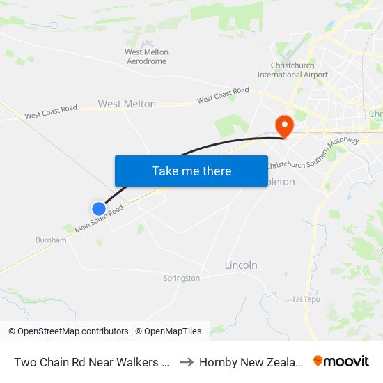 Two Chain Rd Near Walkers Rd to Hornby New Zealand map