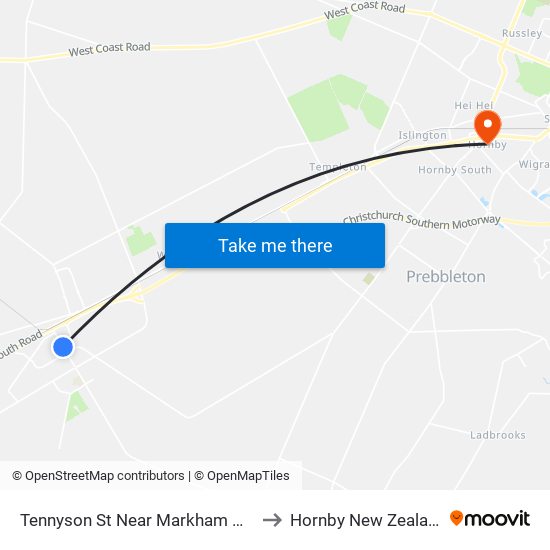 Tennyson St Near Markham Way to Hornby New Zealand map