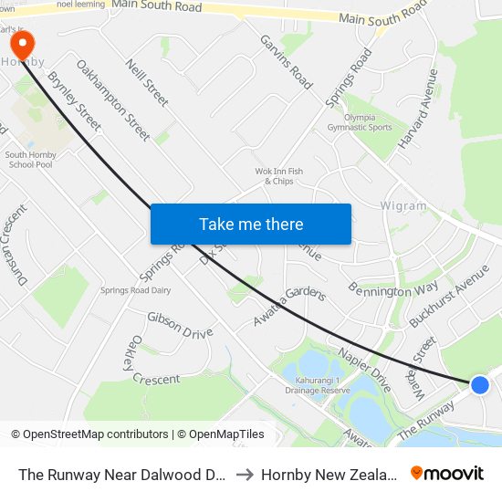 The Runway Near Dalwood Dve to Hornby New Zealand map