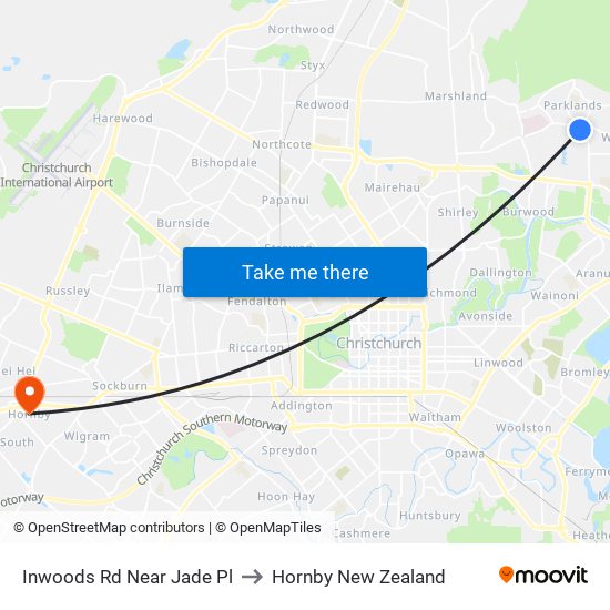 Inwoods Rd Near Jade Pl to Hornby New Zealand map