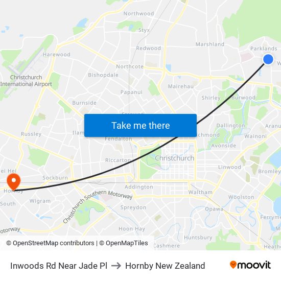 Inwoods Rd Near Jade Pl to Hornby New Zealand map