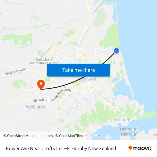 Bower Ave Near Crofts Ln to Hornby New Zealand map