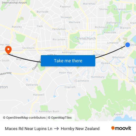 Maces Rd Near Lupins Ln to Hornby New Zealand map