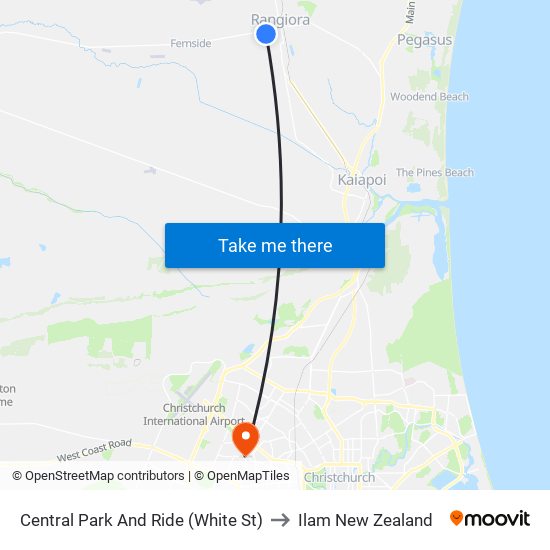 Central Park And Ride (White St) to Ilam New Zealand map
