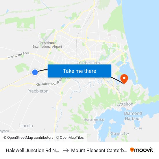 Halswell Junction Rd Near Foremans Rd to Mount Pleasant Canterbury New Zealand map