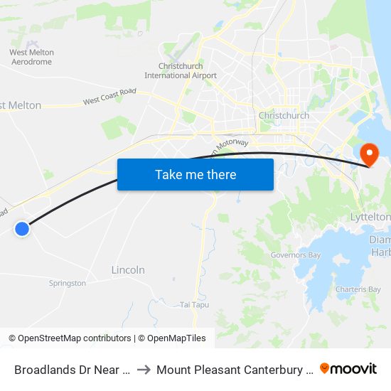 Broadlands Dr Near Goulds Rd to Mount Pleasant Canterbury New Zealand map