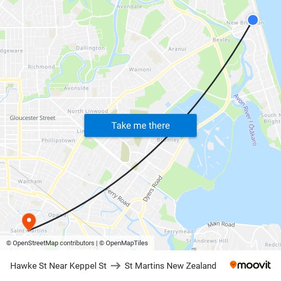 Hawke St Near Keppel St to St Martins New Zealand map