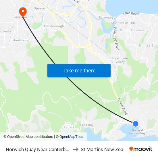 Norwich Quay Near Canterbury St to St Martins New Zealand map